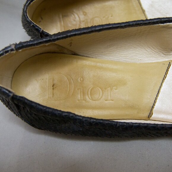 Snakeskin Ballet Flats in Navy Blue Round Toe with Buckle & Charm Size 11 Python - Picture 9 of 11